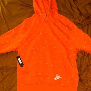 Nike Orange all over swoosh Sweatshirt Hoodie Vibrant Comfortable Design